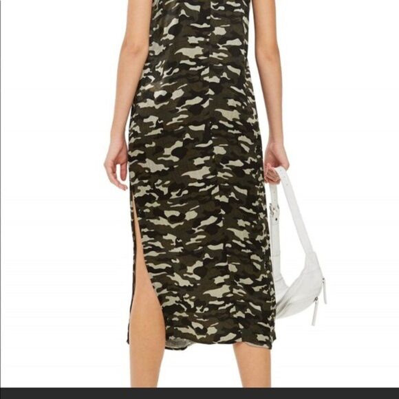 Topshop Camo Slip Dress - size 8 in Green - Picture 2 of 16